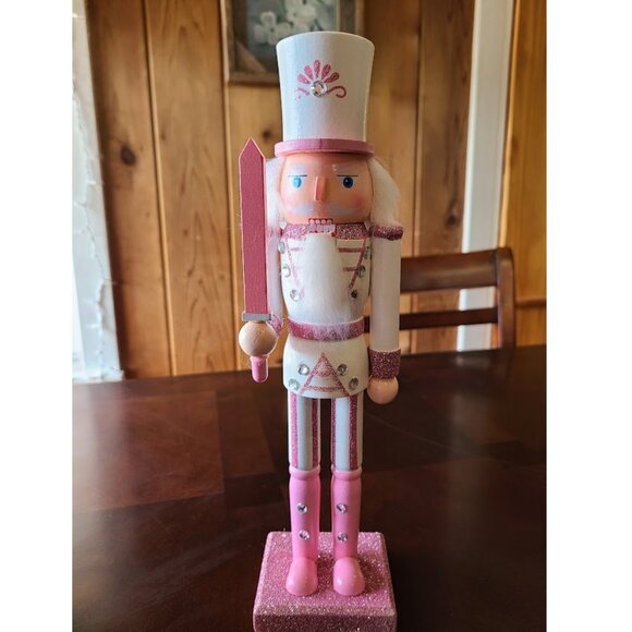 Pink Nutcracker Soldier Christmas Decor Holiday Xmas Decoration Wooden Statue - Picture 11 of 14